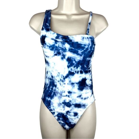 AEROPOSTALE 1 Piece Swimsuit in Blue and White tie dye Women's Small - Picture 1 of 10